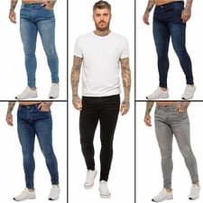 Image of Enzo Slim Fit Jeans Mens Skinny Stretch Flex Denim Cotton Trouser Pants UK Sizes