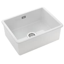 Image of Rangemaster Rustique Kitchen Sink Single Bowl Rectangular Ceramic Strainer Waste
