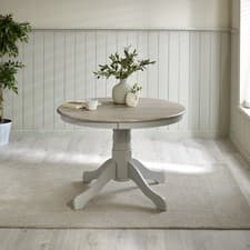 Image of **Seconds** Bude Whitewashed and Light Grey Wooden Dining Table