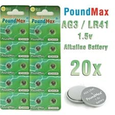 Image of 20 X AG3 Super LR41 AG3 SR41 192 392 1.5v PoundMax ALKALINE BUTTON BATTERY