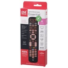 Image of ONE FOR ALL URC3661 ESSENTIAL 6WAY ANTI MICROBIAL UNIVERSAL REMOTE CONTROL BLACK