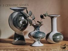 Image of BRAND NEW SET OF 3 GREY PAINTED CERAMIC BUD VASE ✨✨✨✨✨ UNIQUE FIND