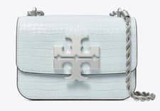 Image of NEW TORY BURCH ELEANOR SMALL Convertible Bag croc-embossed Blue Mist Leather