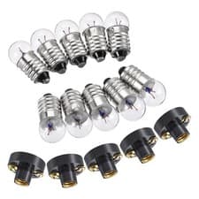 Image of 30Pcs 2.5V Bulb Holder Screw Base with E10 Bulb Lamp Socket Set Plastic Copper