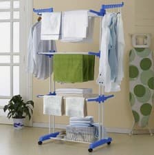 Image of 4 Tier Clothes Airer Dryer Rack Foldable Dry Rail Hanger Laundry Indoor Outdoor