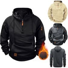 Image of Mens Pullover Hoodie Fleece Sweatshirt Hoody Men Zip Plain Hooded Jumper Tops