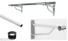 Image of Wall Mounted 25mm Clothes Rail Tube Garment Hanging Pipe Walk In Wardrobe Chrome