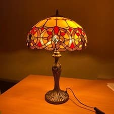 Image of Tiffany Table Desk Lamp 16 inch Stained Glass Handcrafted Living room Bedroom UK
