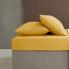 Image of Catherine Lansfield 180TC Easy Iron Percale Fitted Sheet Or Pillowcases Ochre