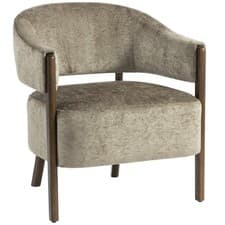 Image of HOMCOM Accent Chair, Upholstered Armchair with Solid Wood Legs, Light Brown