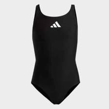 Image of Adidas Girls Solid 3 Three Bars Stripe Small Logo Swimsuit Swimming Costume BNWT