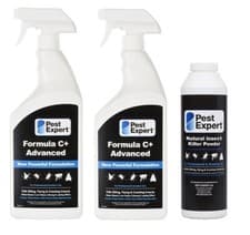Image of Pest Expert Flea Killer Spray (2 x 1L) Formula P Flea Powder Max Strength (300g)