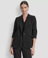 Image of DKNY Ruched‑Sleeve One‑Button Blazer – Size18W– NWT – $138