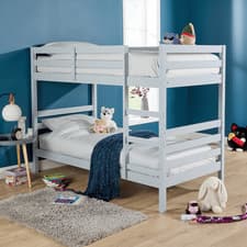 Image of Kids Bunk Bed / Two Single Beds Painted Pine Wood Slatted Base Bedroom Furniture