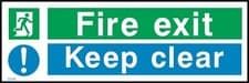 Image of Fire Exit Keep Clear Sign or Sticker - All Materials & Sizes (EE15)