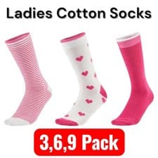 Image of Ladies Cotton Socks 3 6 9 Pack Cotton Everyday Casual Wear Women Socks 4-7 UK
