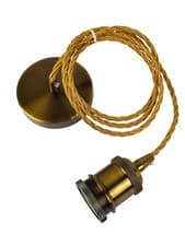 Image of E27 Vintage Twisted Light Fitting Ceiling Rose Fabric Cable Pendant Lamp Holder