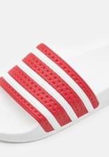 Image of adidas Adilette Originals Slides Mens Womens  Size 11UK White/Red FREE P&P