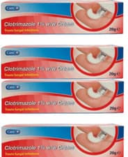 Image of Clotrimazole 1% Antifungal Cream 20g x4 Fungal Skin Infection Treatment Relief