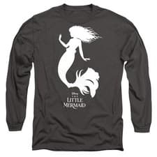 Image of The Little Mermaid Ariel Silhouette Long Sleeve T-Shirt S-2XL, Grey