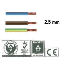 Image of Single Core Conduit Cable 6491X Blue Brown Earth Yellow Green Wire 1.5 2.5 4 mm