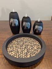 Image of IYARA Elephant Tealight Candle Holder Set of 3 with Candle Tray