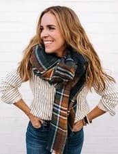 Image of Rachel Hollis Ltd. Plaid Blanket Scarf Navy Green Fall Colors New