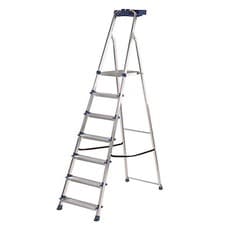 Image of Werner 7 Tread Platform Step Ladder Aluminium Steel 2.12m Trade Heavy Duty Pro