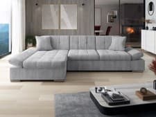 Image of Corner Sofa Bed MALWI CORDUROY with Storage Green Blue Cream Grey Yellow New