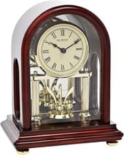 Image of Mantel Clock Dark Walnut Finish Stunning Rotating Pendulum Roman Numerals W3418