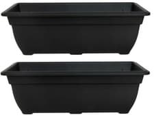 Image of 2 x Bell Trough Bell Planter Plant Pot 50cm Plastic Black Colour Garden Pot