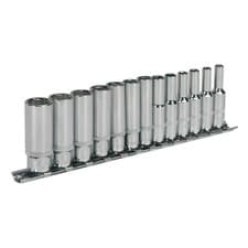 Image of Sealey Ak2692 Socket Set 13Pc 1/4Sq Drive 6Pt Deep Walldrive Metric
