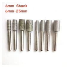 Image of 6mm Shank 6mm-25mm Cylindrical Diamond Burr Grinding Drill Bits For Rotary Tool