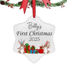 Image of Baby 1st First Christmas Bauble Personalised Tree Decoration Baby Girl Boy Gift