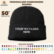 Image of Personalised Beechfield Original Cuffed Beanie Cap Embroidered Logo Adults Hats