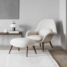 Image of Swoon Armchair and Footstool in high quality Velvet Finish