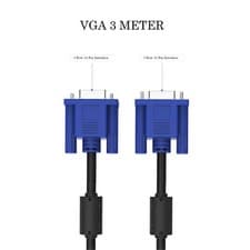 Image of 3m VGA Cable SVGA 15 Pin PC Computer Monitor LCD Extension Male to Male Lead UK