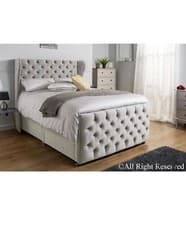 Image of Divan BED Base With Chesterfield Winged Back 54" Headboard
