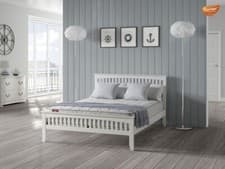 Image of SOLID WOOD BED FRAME SHAKER STYLE WHITE OAK SINGLE DOUBLE KINGSIZE MATTRESS