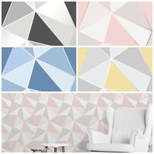 Image of Triangle Geometric Wallpaper Apex Modern Futuristic Rose Gold Blue Black Yellow