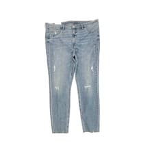 Image of NEW &Denim H&M Curvy Jeggings Raw Hem Distressed Women's size 18 Blue Denim Jean