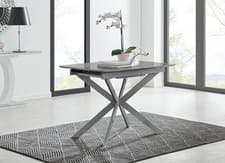 Image of LIRA Grey High Gloss 100-140cm Extendable Kitchen Dining Table - Seconds