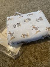 Image of New!! Holly Jolly 3 Piece Microfiber Sheet Set- Christmas Snow Dogs Corgi Boston