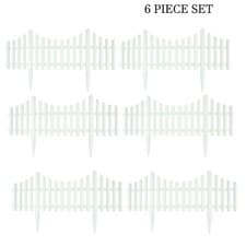 Image of White Garden Border Picket Fencing Flexible Plastic Lawn Flower Bed Edging Fence