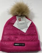 Image of Swiss Tech Girls Thinsulate Lined Knit Cap with Faux Fur Pom, Size L , XL