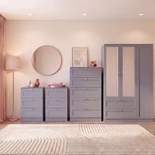 Image of Vida Designs Altino 4 Piece Bedroom Wardrobe Drawers Chest Furniture Set