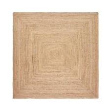 Image of Rug Jute Square Shape Reversible 100% Jute Rug Braided Modern Rustic Look