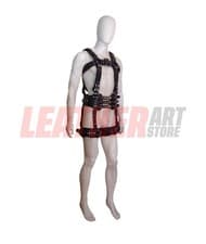 Image of Premium Leather Body Harness – Full Adjustable BDSM Harness Set with Waist Belt
