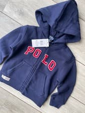 Image of Ralph Lauren Polo Kid's Blue FZ TP-KNT Hoodie Sweatshirt Top - Age 2 - New Tags