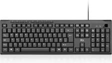 Image of Rii RK907 USB Wired Keyboard UK Layout – Full Size Office Keyboard for PC, Mac